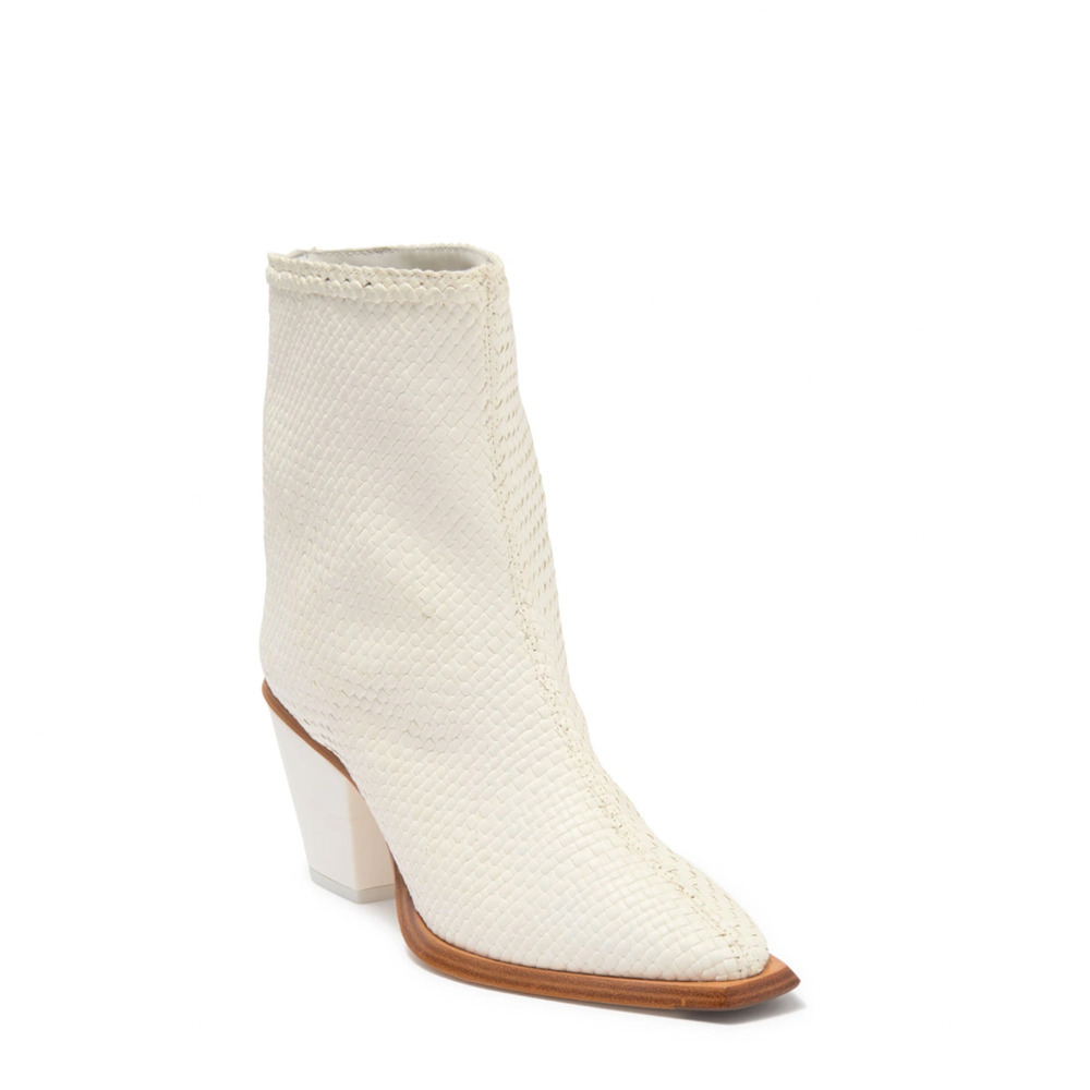 NEW $390 Miista Bondi White Woven Leather Bootie